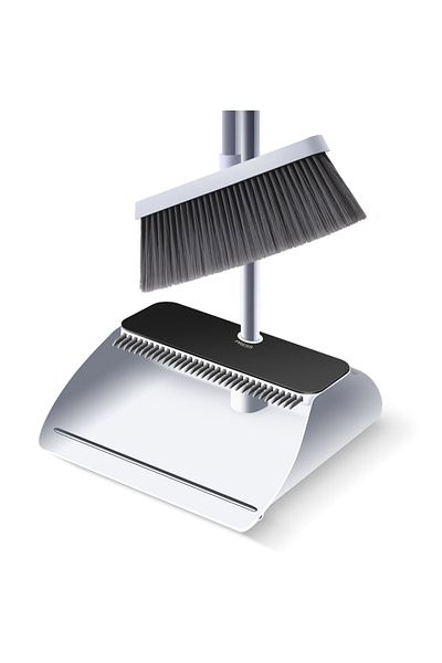 Pro Clean Official Set mătură și făraș – mâner lung, pieptene retractabil, peri cu 4 straturi, suport vertical