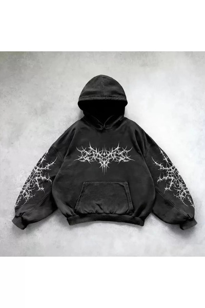 weywot سويت شيرت بقلنسوة بونك قوطي قابل للغسل