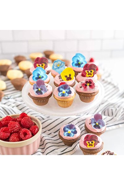 hediyehobihersey Hazır Kesilmiş Çiçek Yenilebilir Pasta Cupcake Süsü 12 ad