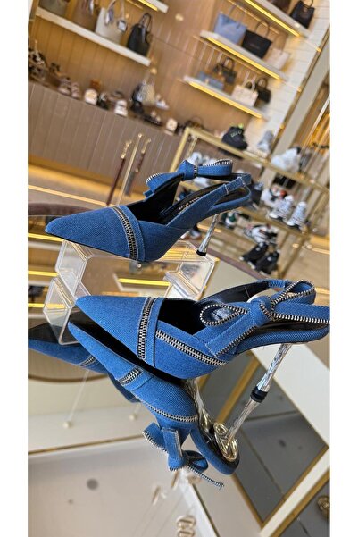 DUYGUSHOESBAG Fermuar Detaylı Arkası Açık Model Kadın Stiletto