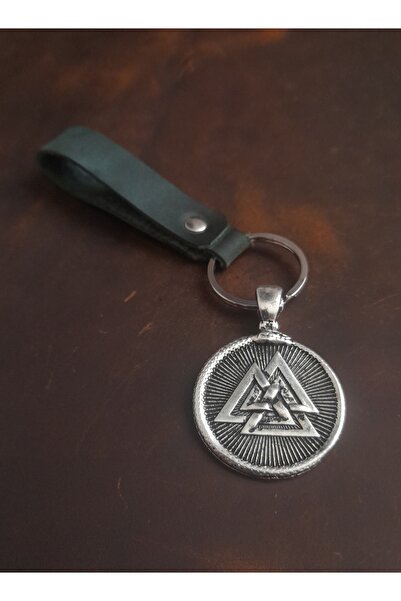 E&F Takı سلسلة مفاتيح من الجلد الطبيعي بتصميم مزدوج الجوانب من VALKNUT