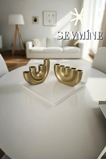 SEVMİNE ✨   Σετ Κηροπήγια Golden Trio 2 τεμαχίων – Σκανδιναβική & Μποέμικη Χρυσή Διακόσμηση Τραπεζιού