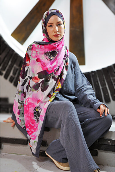 MSCARFS شال حريري من القطن بنمط الأوركيد