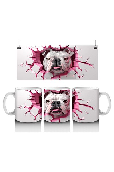 Luluyen Bulldog through the Pink Explosion Wall – Printed Coffee Mug
