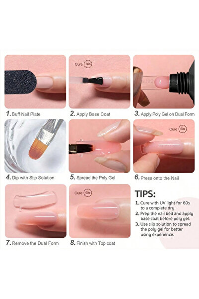 ESensio Poly Gel NailKit Collection 17in1 set - 6 Colors White,Transparent,Nude,Light/Dark/Rose Pink