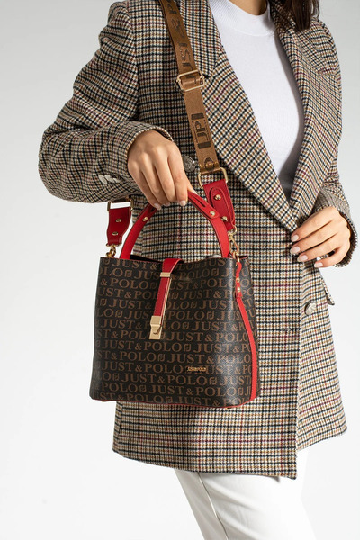 Just Polo Women's Medium Size Waterproof Faux Leather Printed Hand and Shoulder Bag Shopper 342055Pc