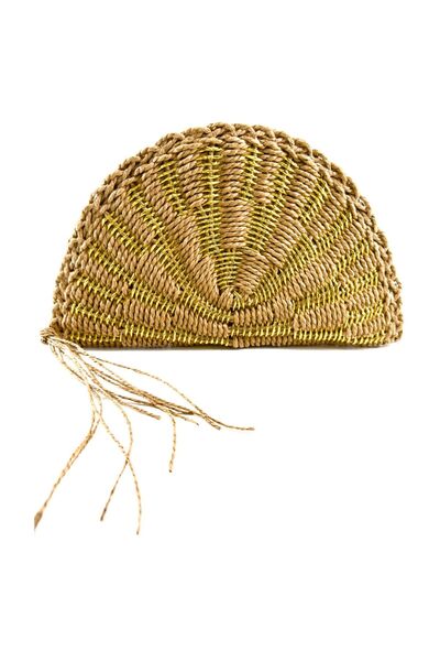 ZuTrenD Women's Straw Light Brown Midi Size Daily Portfolio Gold Detail Trending Hand Bag