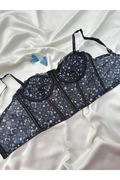 İNKO İÇ GİYİM Çiçek Desenli Tül Balenli Büstiyer