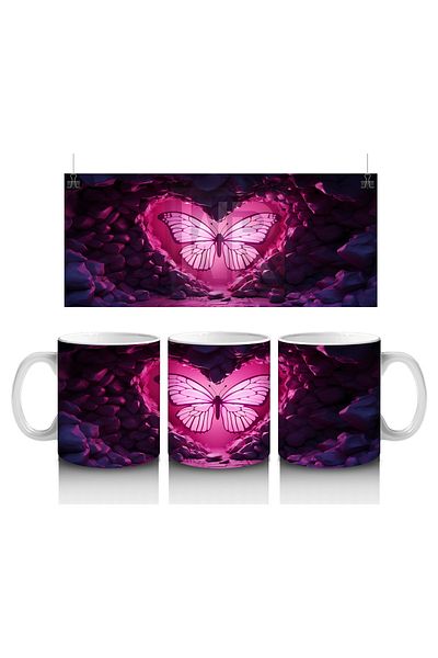 Luluyen Butterfly Sparkle in a Pink Heart – Printed Coffee Mug