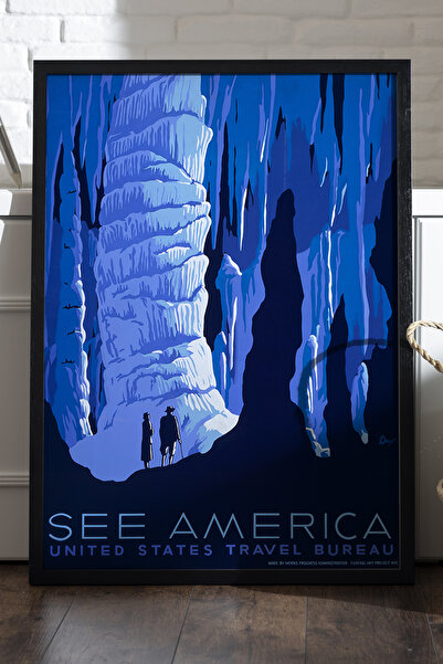 Duvarda Αφίσα See America με μαύρο ξύλινο πλαίσιο, διακοσμητικός πίνακας τοίχ...