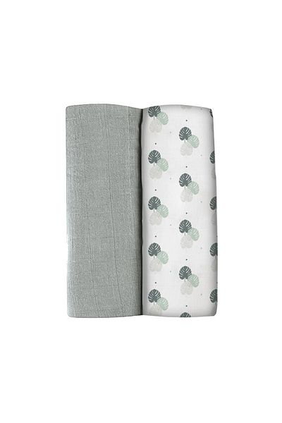 Beaba Set 2 Museline bumbac 120x120 cm Mirage Grey/Jungle