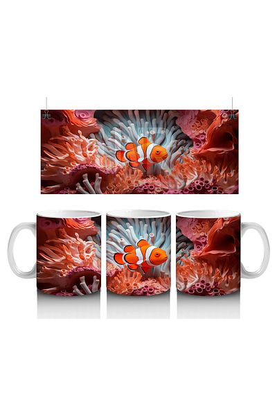 Luluyen Clownfish Floating among Corals – Printed Coffee Mug