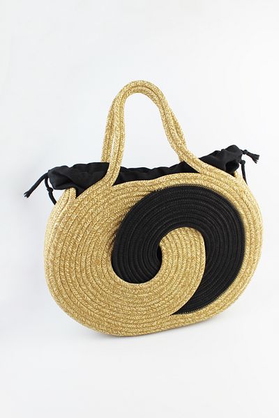 İLKYAZ Large Size Pouch Infinity Model Straw Women's Handbag 37X27X9 cm