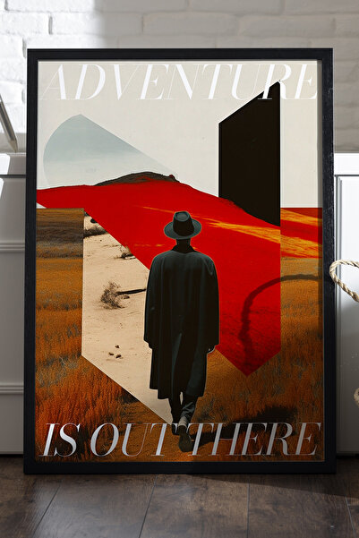 Duvarda Αφίσα Adventure με μαύρο ξύλινο πλαίσιο, διακοσμητικός πίνακας τοίχου...