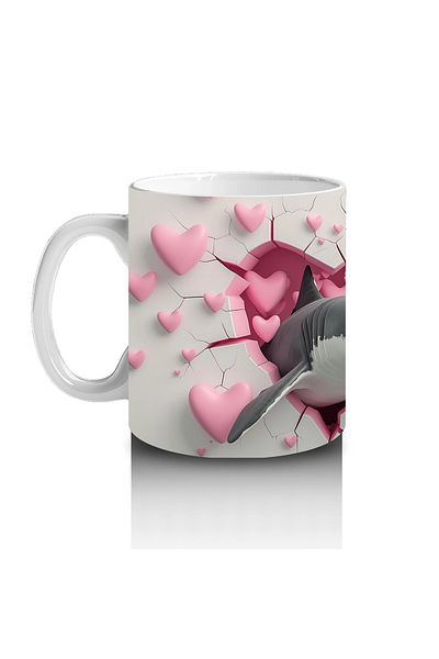 Luluyen Cute Shark Surrounded by Hearts – Printed Coffee Mug