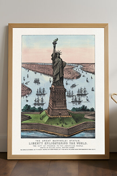 Duvarda Liberty prirodni drveni poster u ramu, dekorativna zidna slika za put...