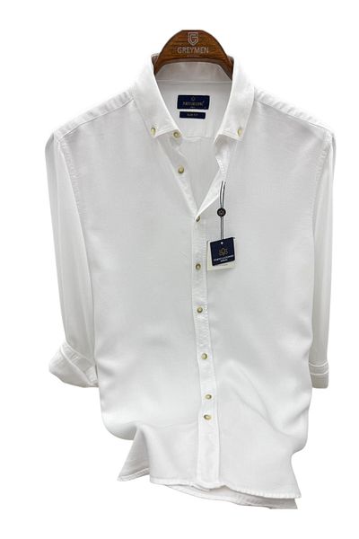 GÖMLEK GALERİSİ Men's Slim Fit Cut Plain Sports Long Sleeve Shirt