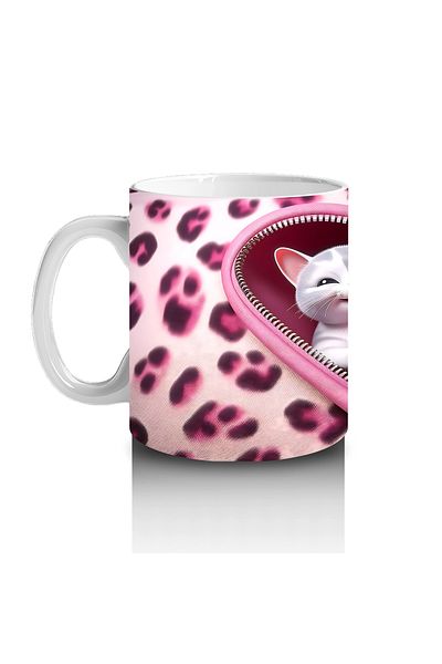 Luluyen Cute Cats on Heart Background – Printed Coffee Mug
