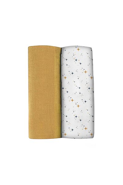 Beaba Set 2 Museline bumbac 120x120 cm Honey Yellow/Starry Night
