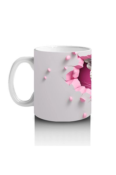 Luluyen Gray Tiger Looking at the Pink Crack – Printed Coffee Mug