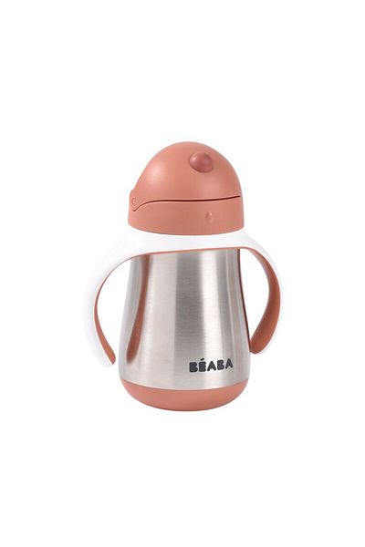 Beaba Stainless steel mug with straw 250 ml Terracotta