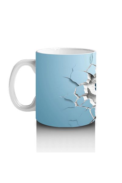 Luluyen Penguin on the Blue Wall – Printed Coffee Mug
