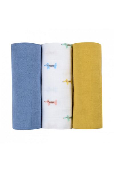 Beaba Set 3 Museline bumbac 70x70 cm Teckel Beige