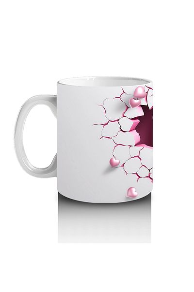 Luluyen Cute Hippo Looking Out of the Pink Cracked Floor - Printed Coffee Mug