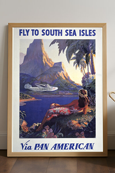 Duvarda Poster cu rame din lemn natural South Sea Isles, pictură decorativă d...