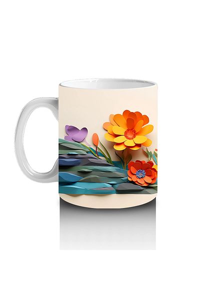 Luluyen Dragonfly Flying over Orange Flowers – Printed Coffee Mug