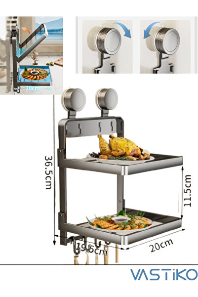 VASTiKO Suport Pliabil VASTiKO, Otel Carbon si ABS, Ventuza, Fara Gaurire, Capacitate Mare, L 20 cm