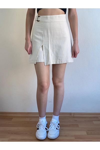 Mixray Women's Linen Shorts Skirt
