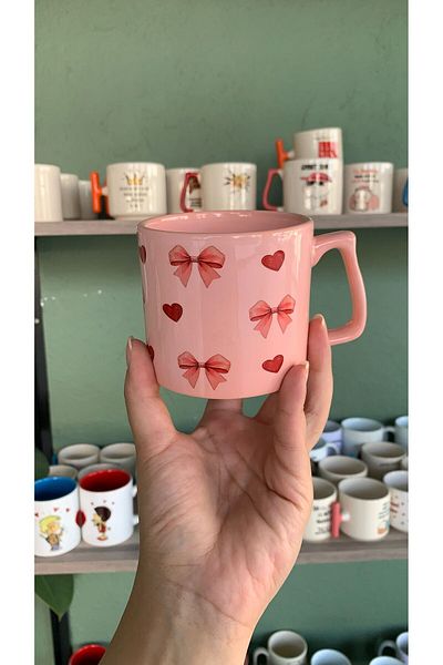 GünayStore Coquette Ribbon Pink Mug Cup Tea Coffee Cup 200 ml