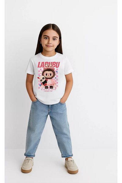 CVS GİYİM Girl Labubu Kids Printed T-Shirt - White