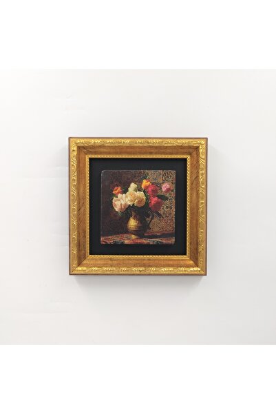 Ahsen resim çerçeve Pictură imprimată cu tematică de flori și vaze pe piatră ...