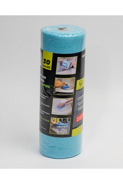 Pro Clean Official Rolă de prosoape de curățare din microfibră (30 de foi) – Se rupe manual, nu lasă scame, se usucă rapid, poate fi utilizat pe mai multe suprafețe