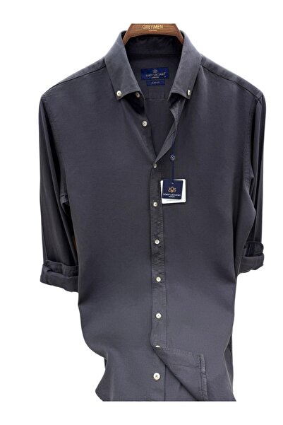 GÖMLEK GALERİSİ Men's Slim Fit Cut Plain Sports Long Sleeve Shirt
