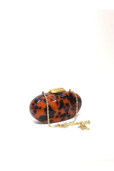 womenacs Women's Luxury Leopard Pearl Evening Dress Clutch Portfolio Chain Strap Hand Wedding Engagement Henna Special Night Shoulder Bag