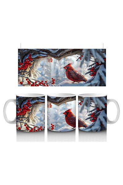 Luluyen Cardinal Birds in Winter Landscape – Printed Coffee Mug