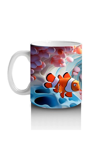 Luluyen Clownfish Family among Blue Waves – Printed Coffee Mug