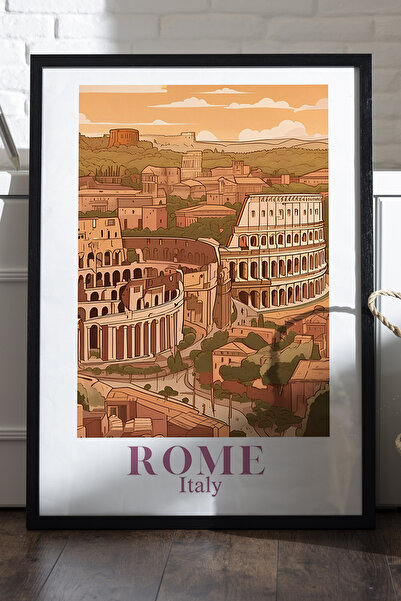 Duvarda Αφίσα Ρώμης με μαύρο ξύλινο πλαίσιο, διακοσμητικός πίνακας τοίχου ταξ...
