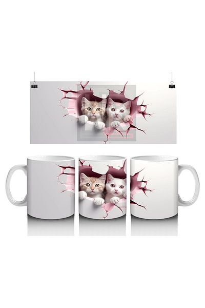 Luluyen Cats in Love between Broken Walls – Printed Coffee Mug