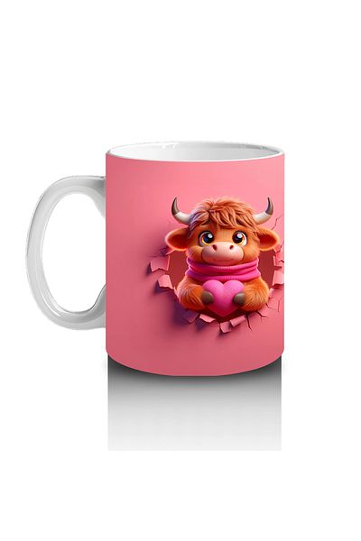 Luluyen Mascot Calf with Ribbon on Pink Background – Printed Coffee Cup
