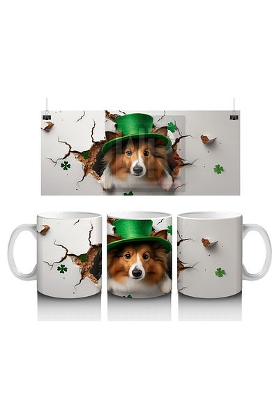 Luluyen Dog with Hat and Spring Leaves – Printed Coffee Mug