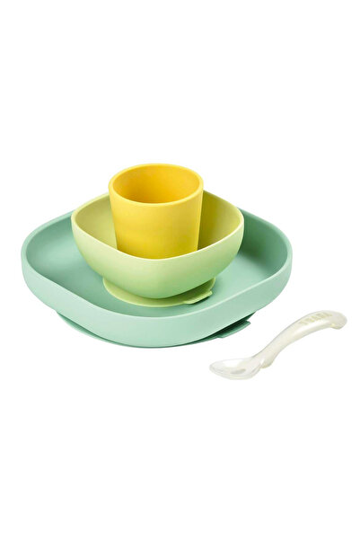 Beaba Κίτρινο σετ σίτισης μωρού 4 τεμαχίων από σιλικόνη