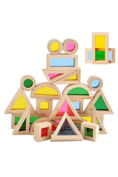 Picodino Cuburi senzoriale de construit, Caleidoscop, lemn, 24 piese