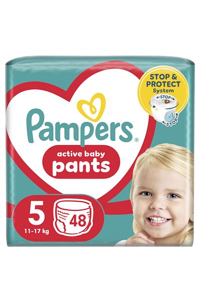 Pampers Pantaloni sport pentru bebeluși, pachet Jumbo, mărimea 5, 12-17 kg, 48 buc.