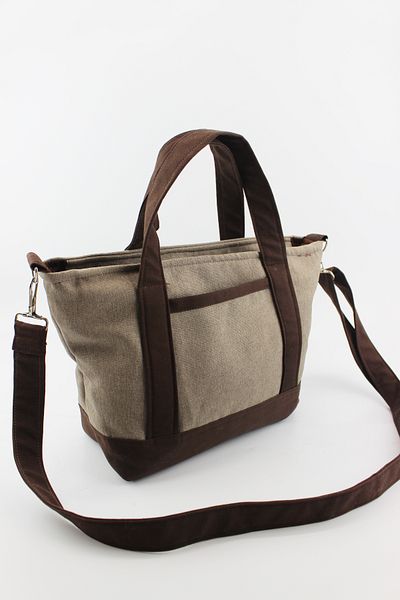 İLKYAZ Solid Color Linen Fabric Zipper Closure Mink Women's Small Size Cross Shoulder Bag 30X20X12 cm