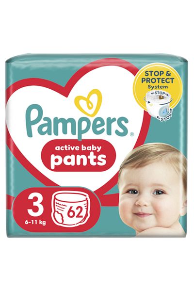 Pampers Pantaloni sport pentru bebeluși, pachet Jumbo, mărimea 3, 6-11 kg, 62 buc.