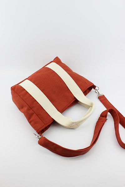 İLKYAZ Solid Color Linen Fabric Snap Closure Tile Women's Small Size Cross Shoulder Bag 25X20X9 cm